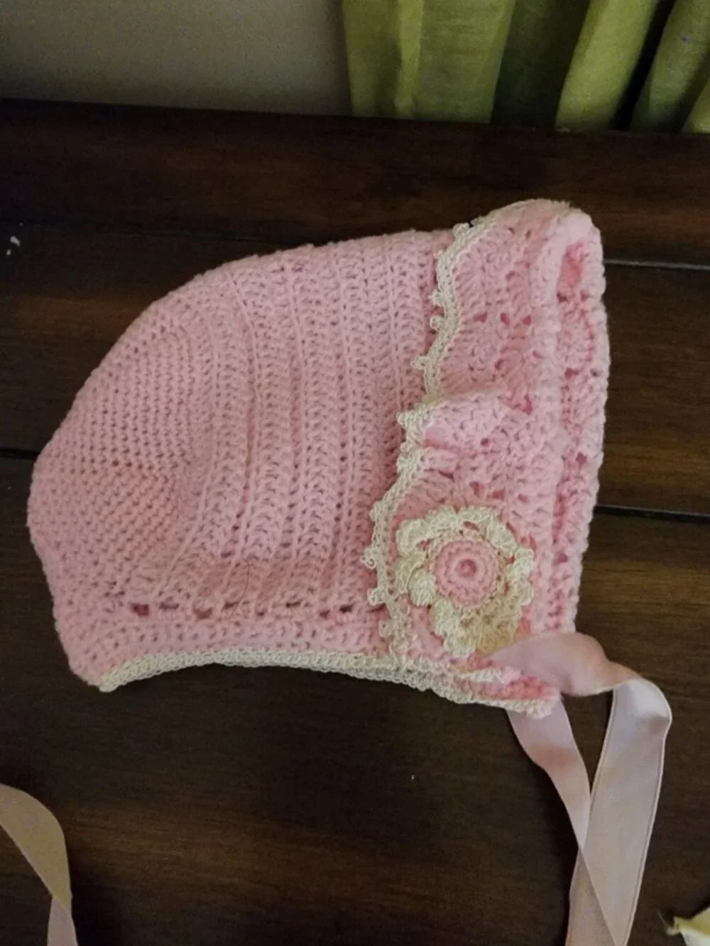 Baby's Pink Handmade Crocheted Bonnet